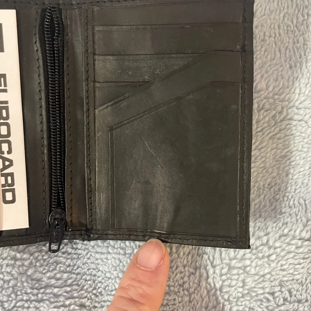 Vtg German Leather Trifold -Rare Eurocard “Deutschland” Credit card insert.NEW